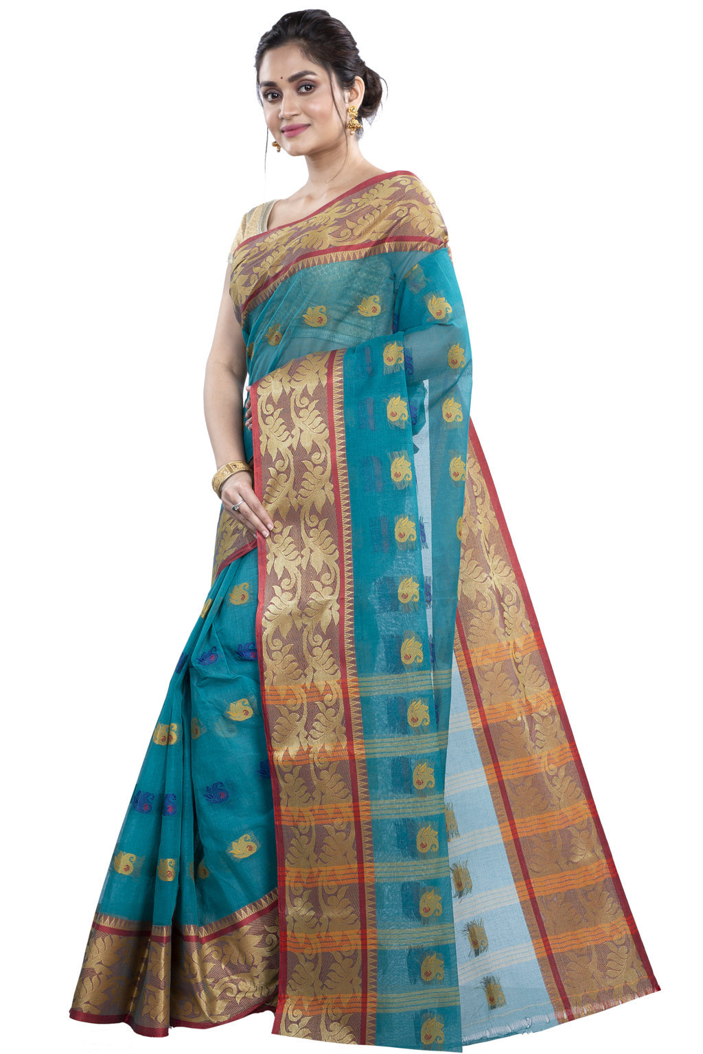 See Green Pure Cotton HasFul Tant Saree (789)